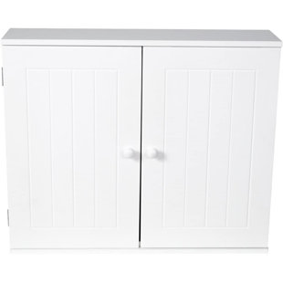 Shallow wall cabinet with outlet doors